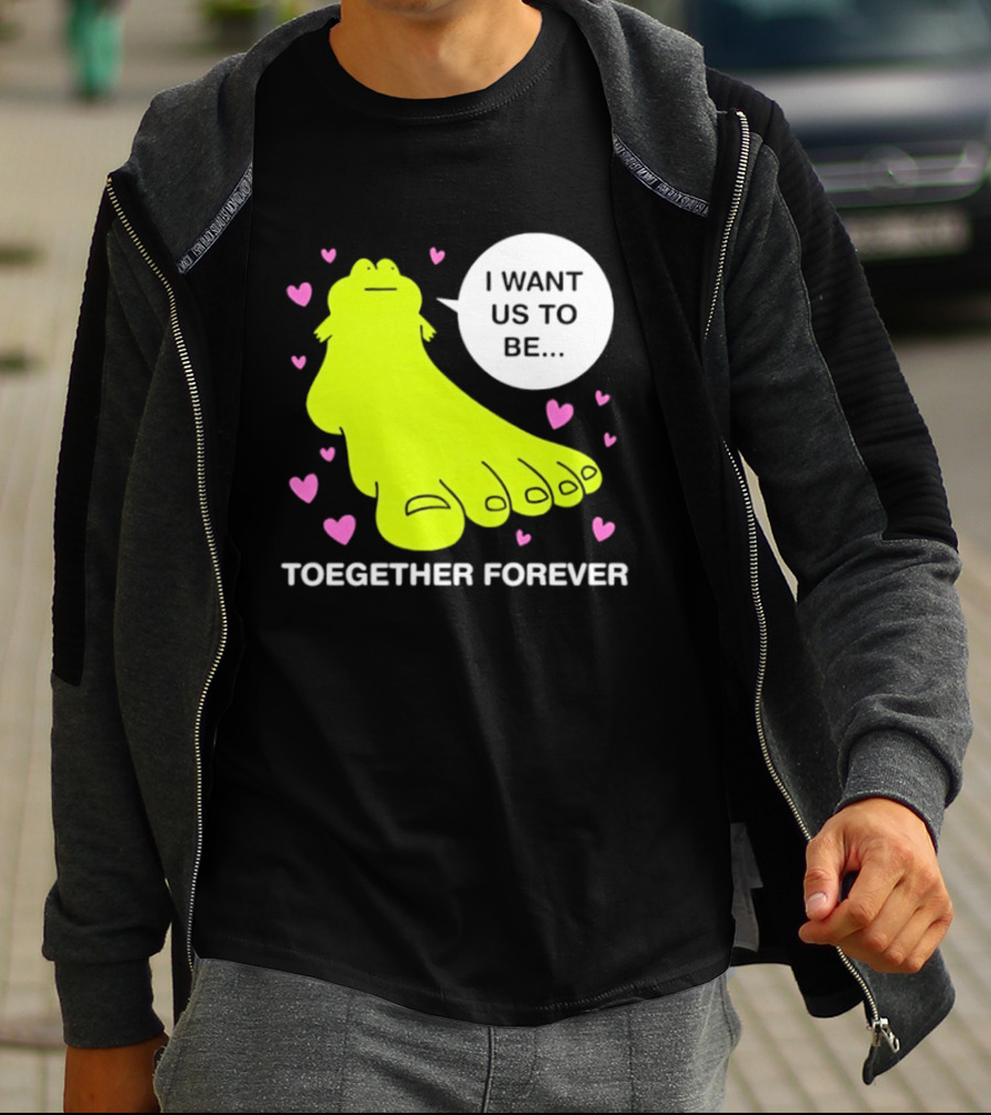 Frog I Want Us To Be Toegether Forever Pink Hearts T-Shirt