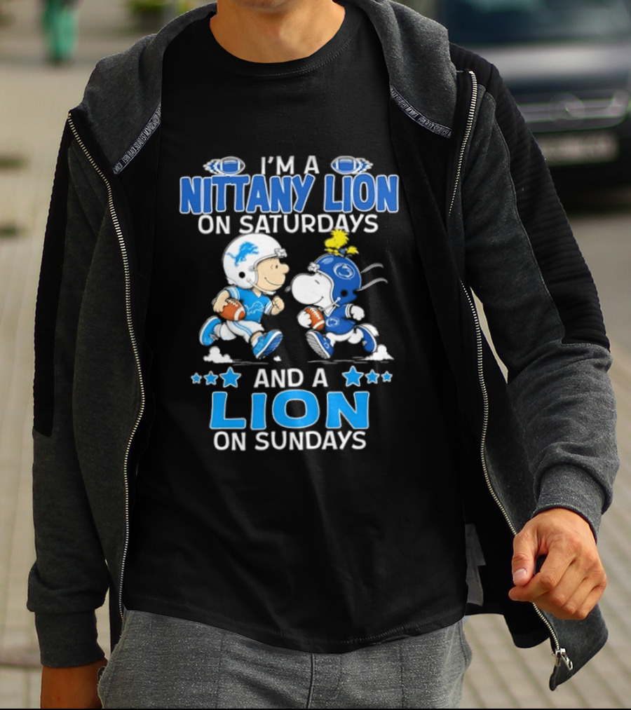 Peanuts Snoopy Charlie Brown Nittany Lion Saturdays Sundays Football T-Shirt