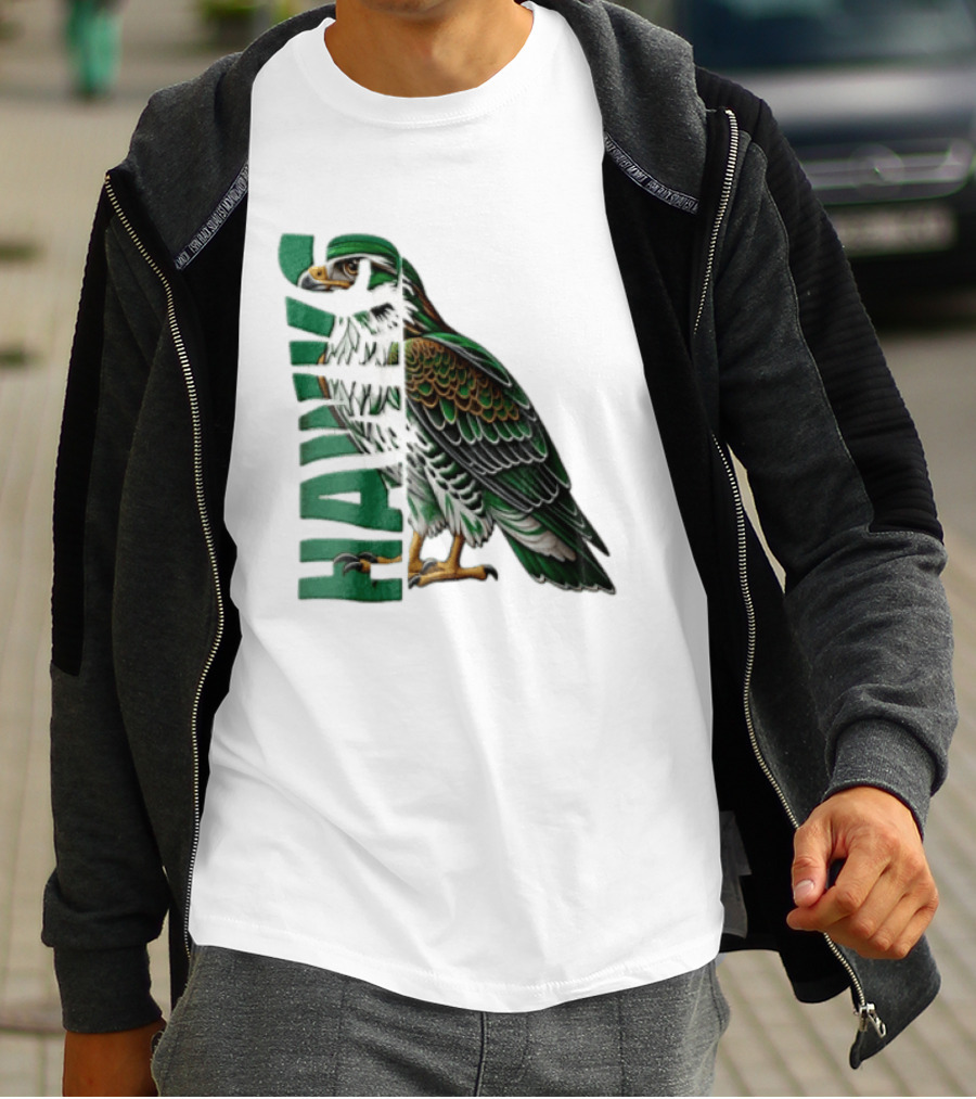 Atlanta Hawks Green Brown Hawk Bird Profile View T-Shirt