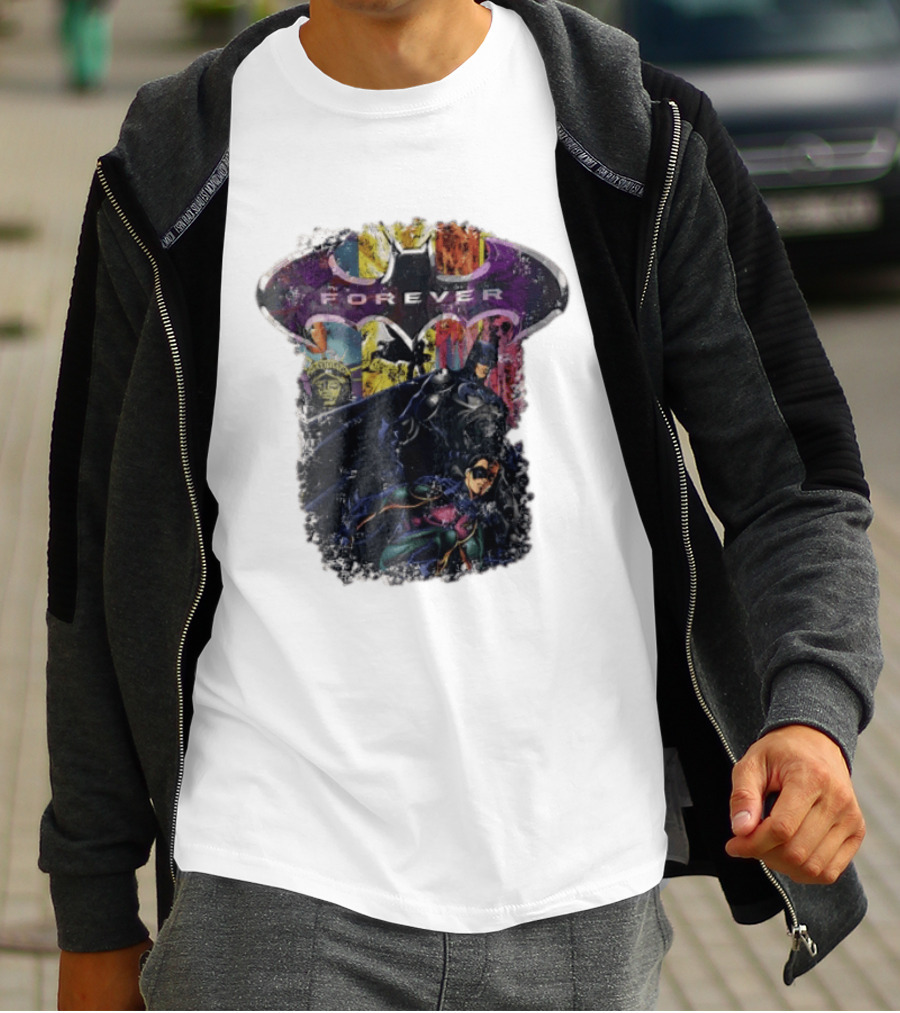 Batman Forever Movie Heroes Art Villains And Allies T-Shirt