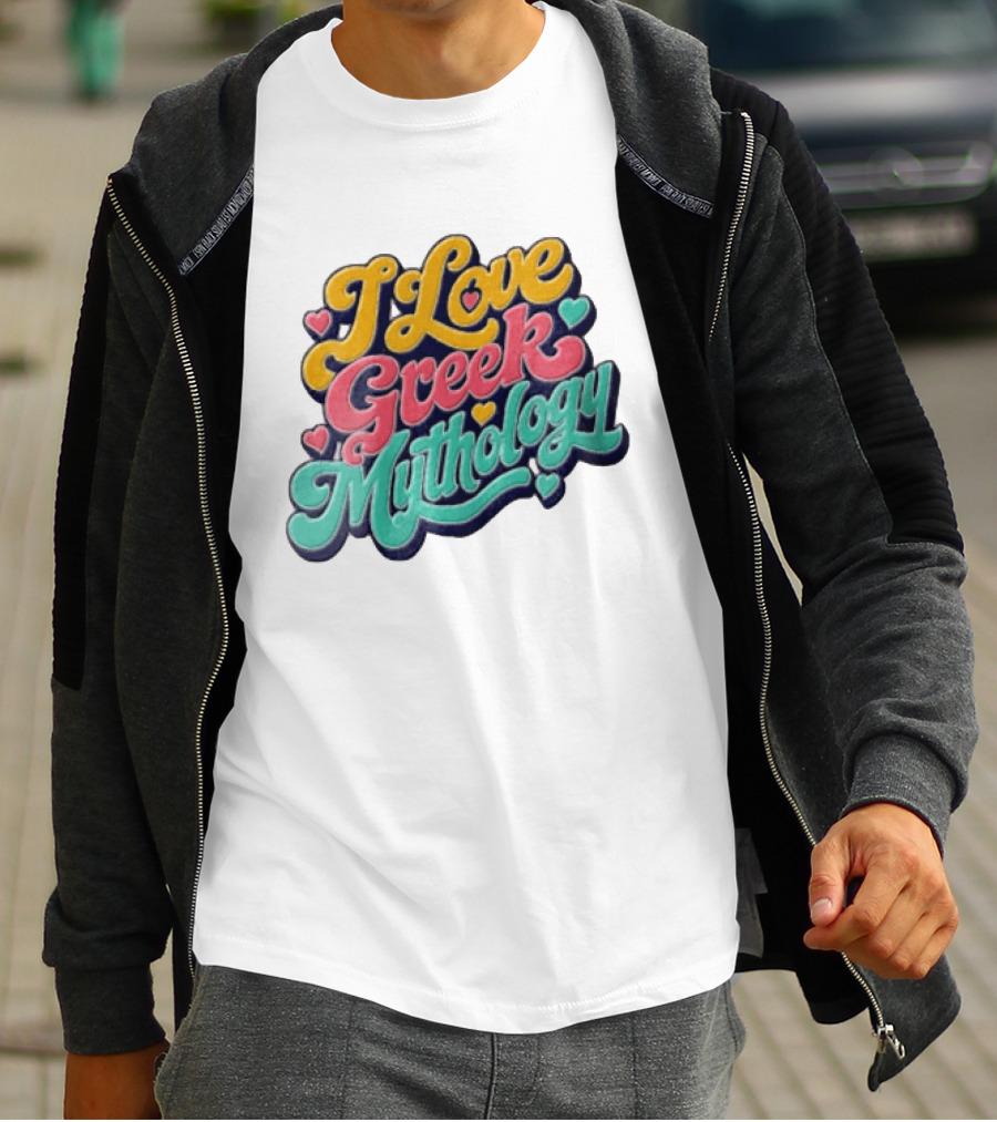I Love Greek Mythology Colorful Heart Accents T-Shirt