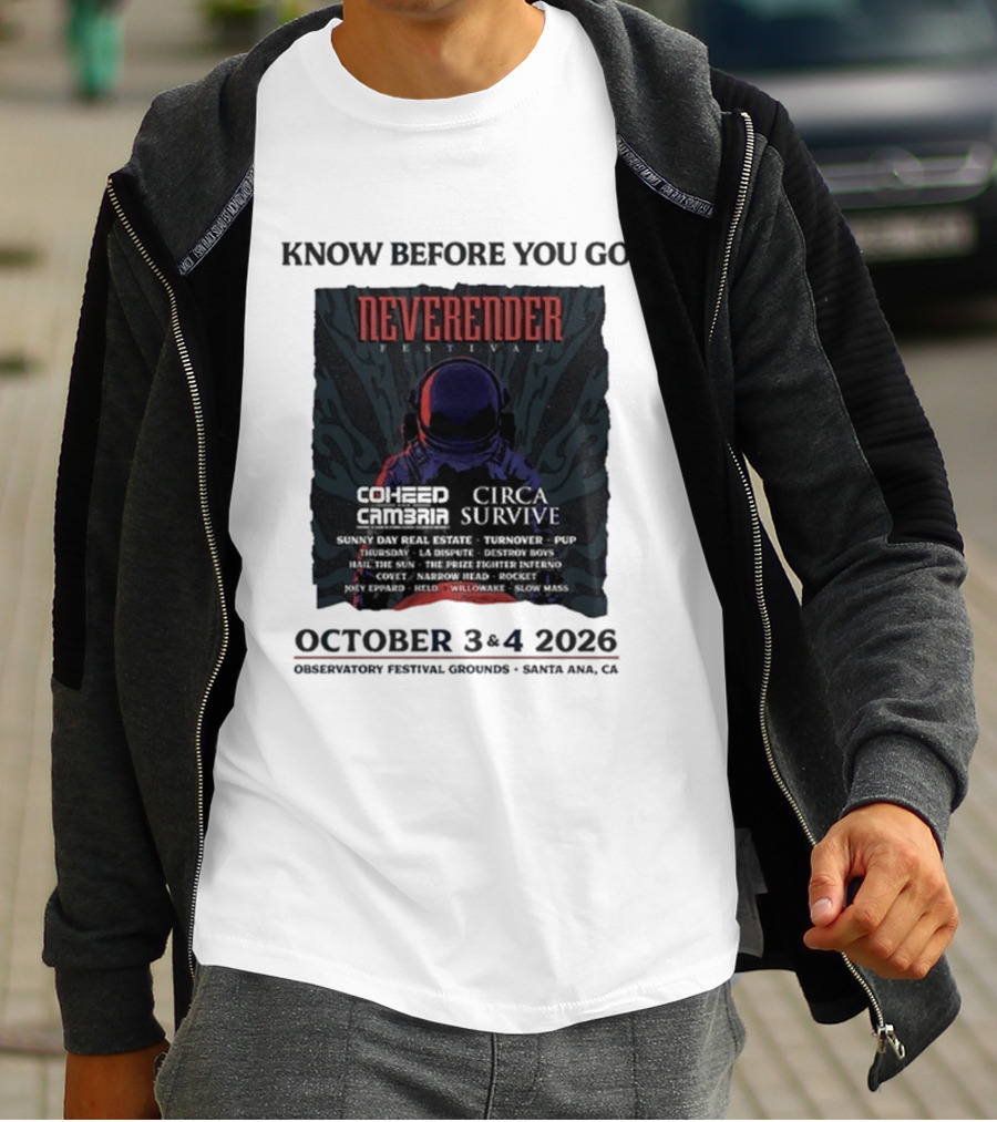 Neverender Coheed And Cambria Festival 2026 October Santa Ana Observatory Grounds T-Shirt