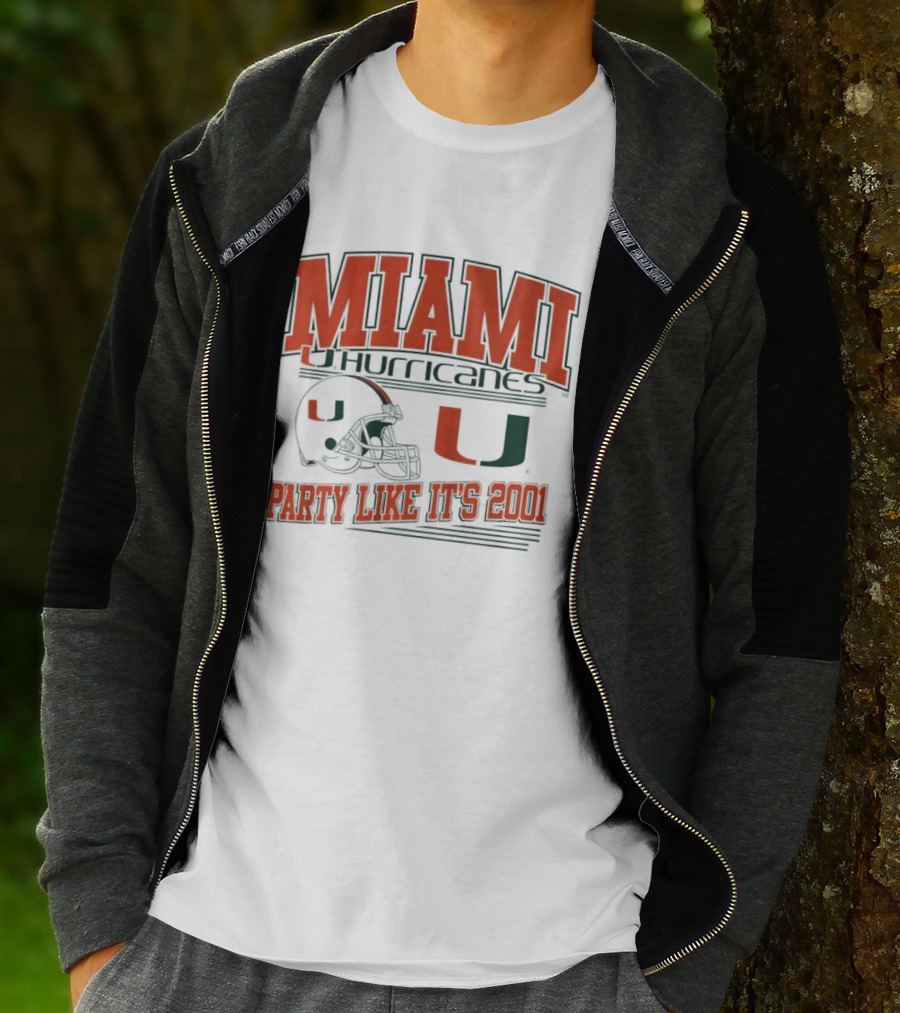Miami Hurricanes Party Like It's 2001 Football Helmet U T-Shirt