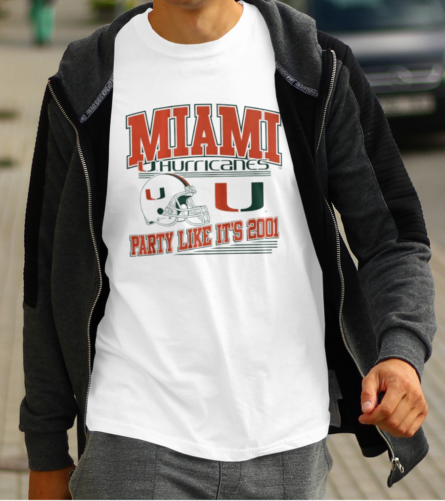 Miami Hurricanes Party Like It's 2001 Football Helmet U T-Shirt