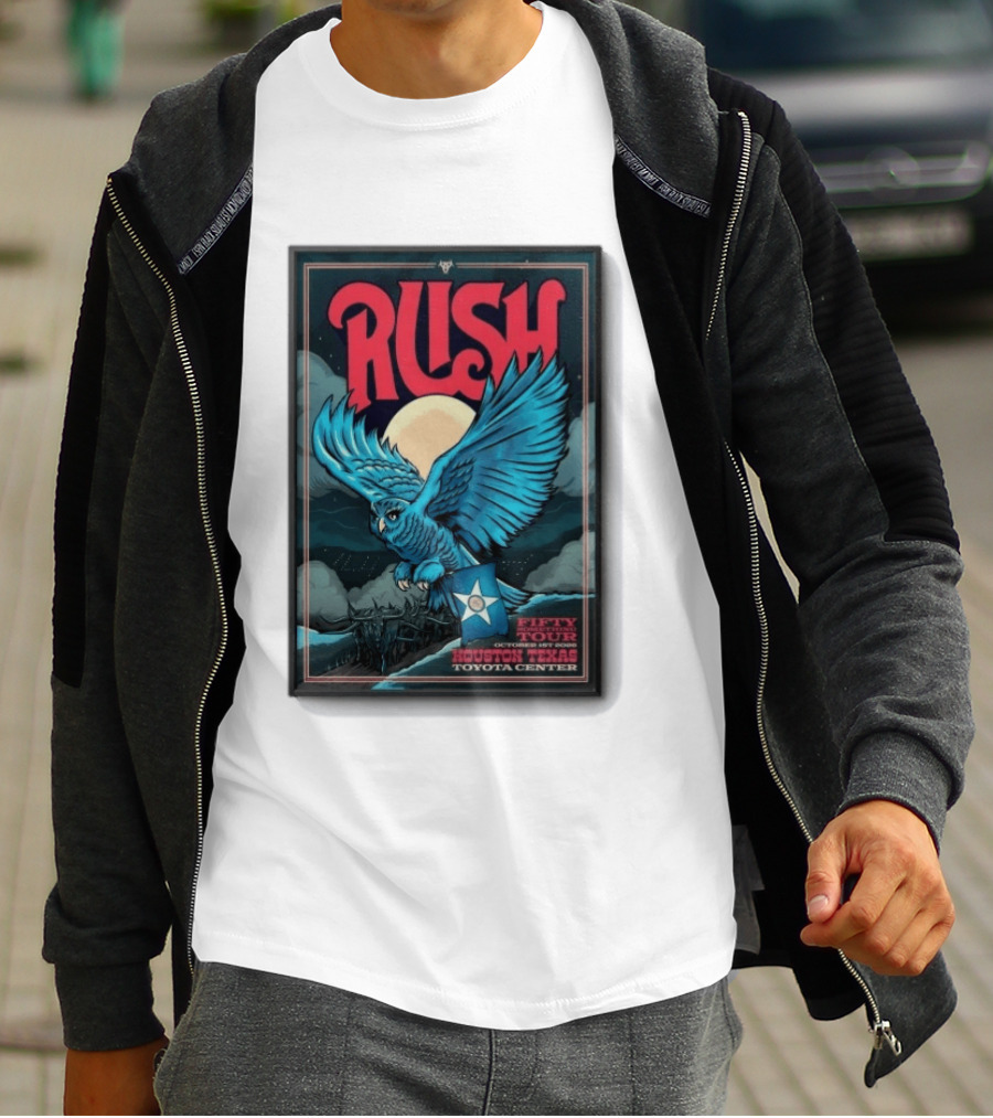 RUSH Houston Texas 10 1 2026 Owl Moon Toyota Center Fifty Tour T-Shirt