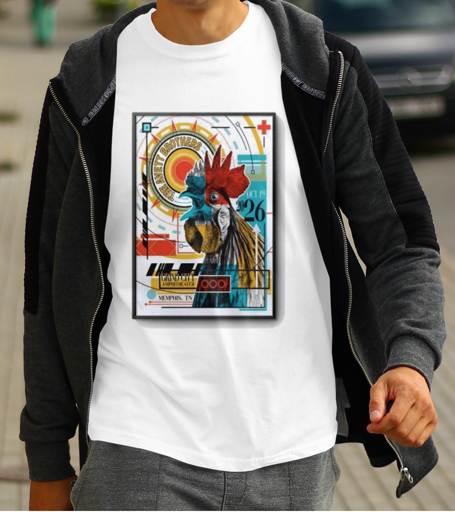 The Avett Brothers Memphis TN Grand City Amphitheater October 1 2026 Rooster T-Shirt