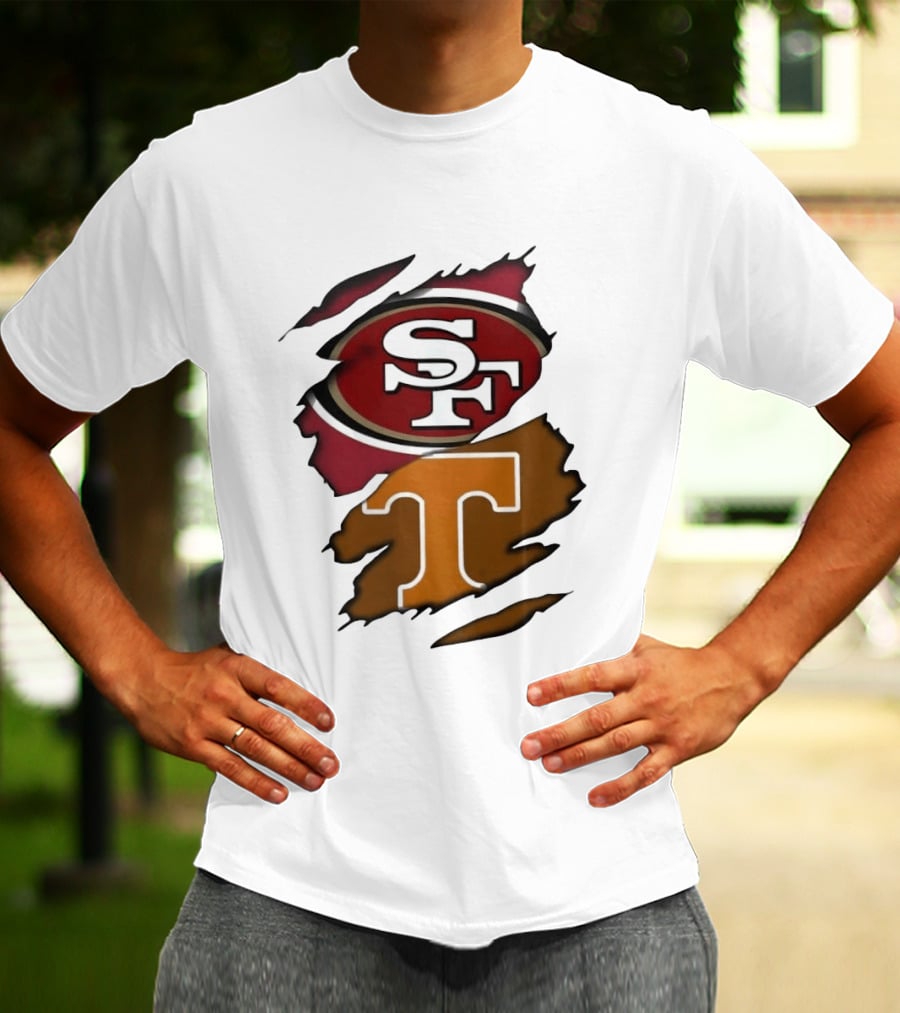 San Francisco 49ers Tennessee Volunteers Ripped SF Logos Fusion T-Shirt