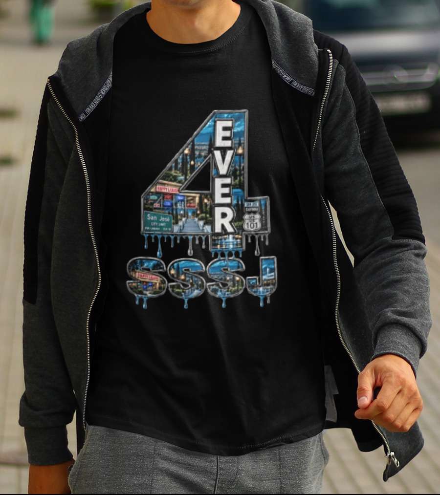 4 Ever San Jose City Limit Highway 101 SSSJ Metallic Dripping T-Shirt