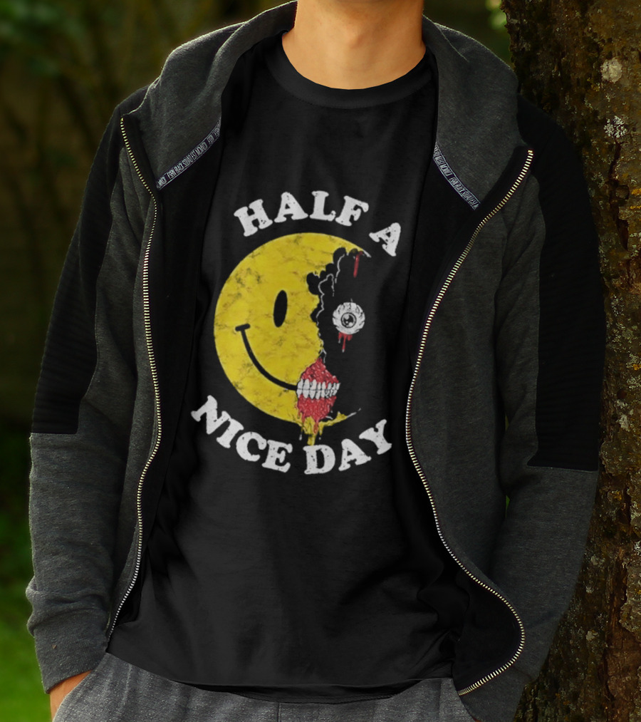 Beware Boiuna Lena Half A Nice Day Smiley Face Decay T-Shirt