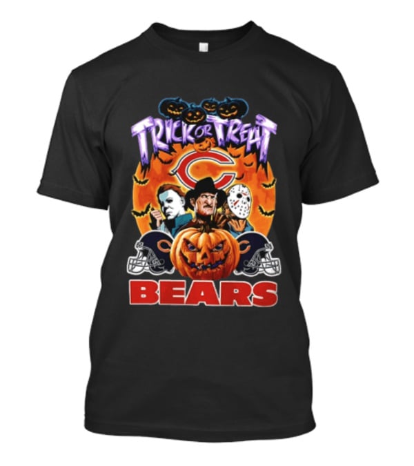 Chicago Bears Trick Or Treat Halloween Horror Icons Pumpkin T-Shirt