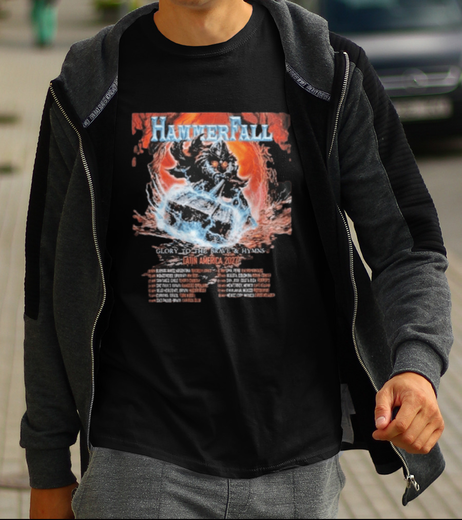 Hammerfall Latin America 2027 Tour Dates Glory To The Brave And Hymns T-Shirt