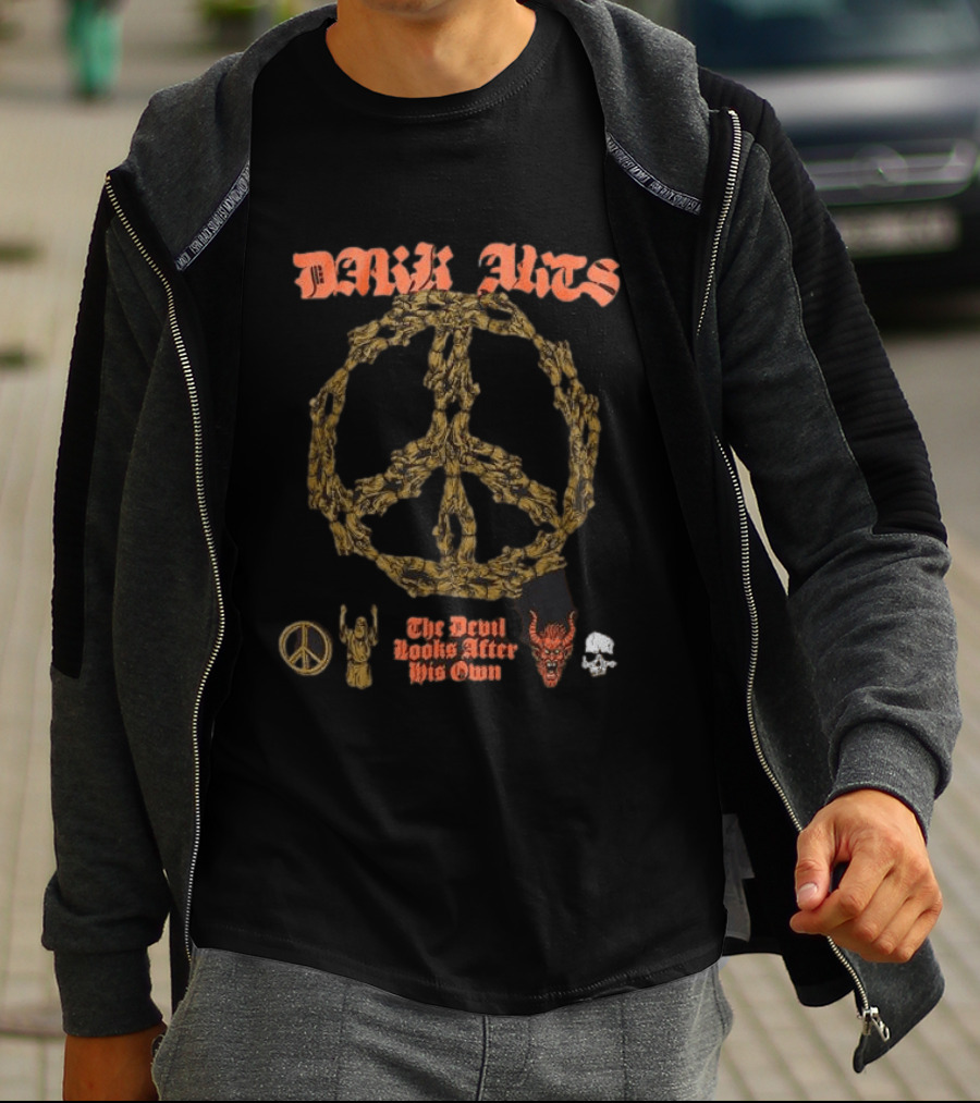 Dark Arts 12Th Birthday The Devil Looks After His Own Peace Symbol Skull T-Shirt