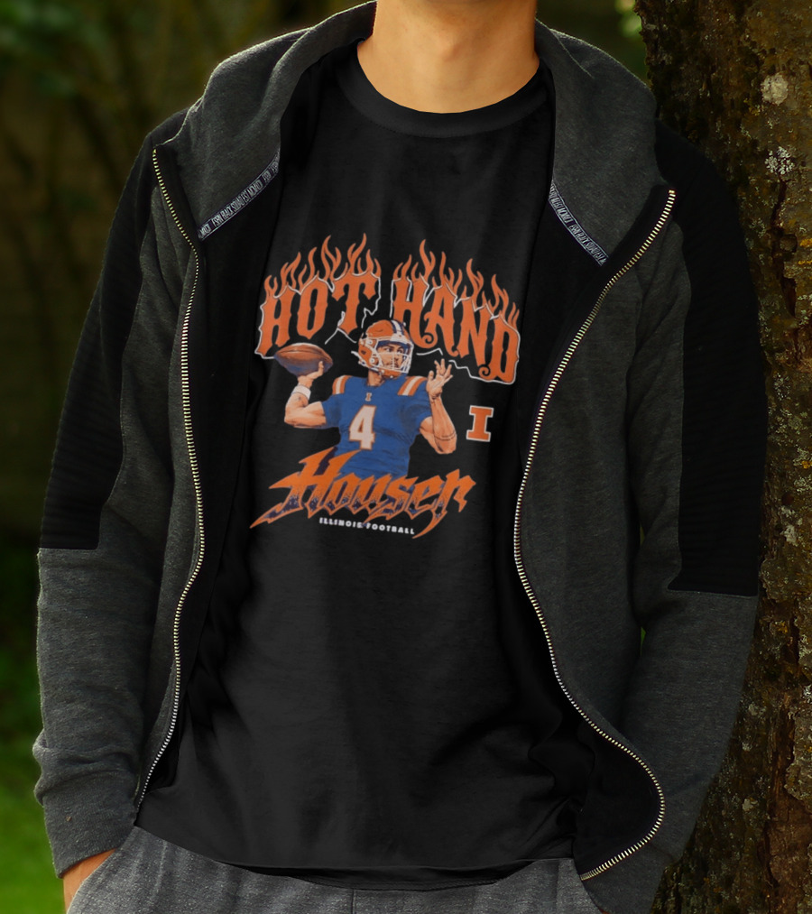 Hot Hand Houser Katin Houser No 4 Illinois Football T-Shirt