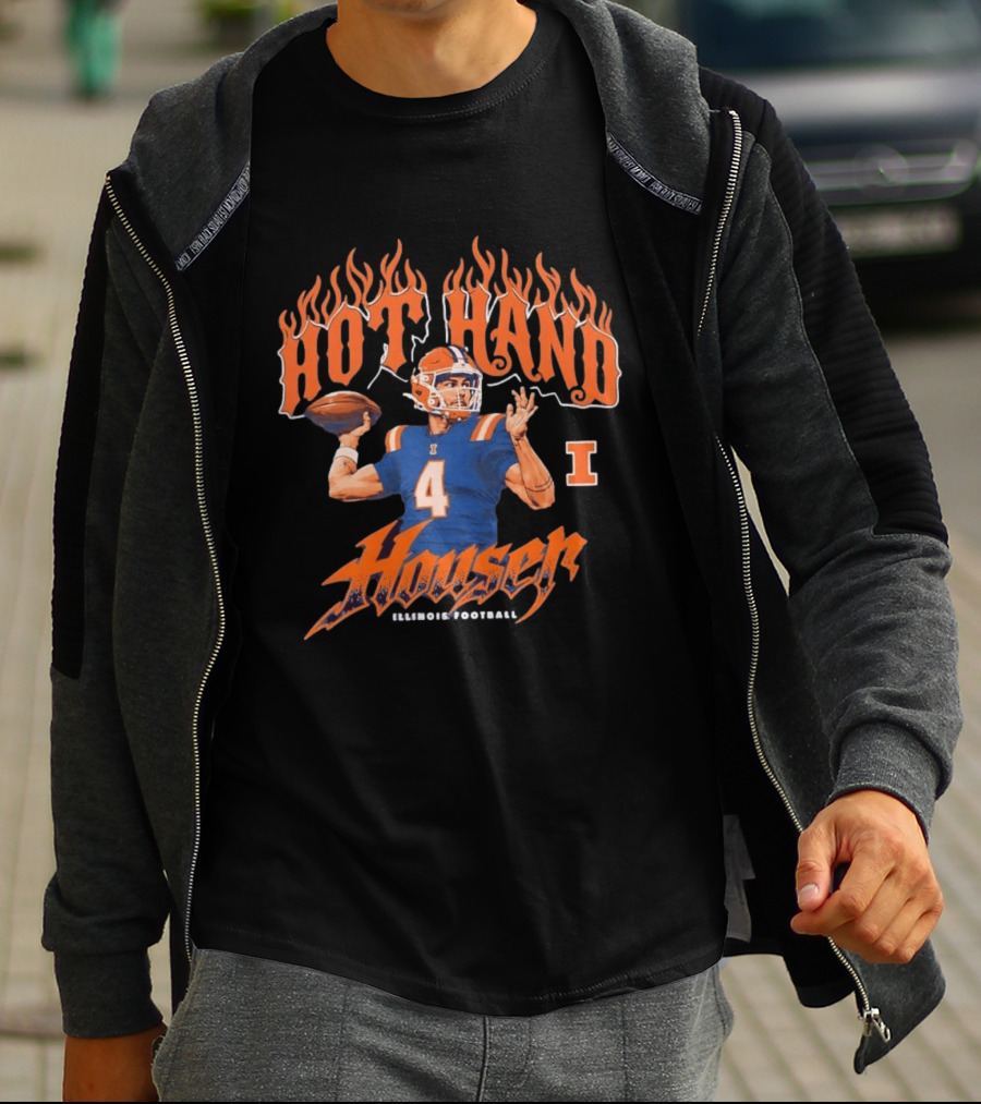 Hot Hand Houser Katin Houser No 4 Illinois Football T-Shirt