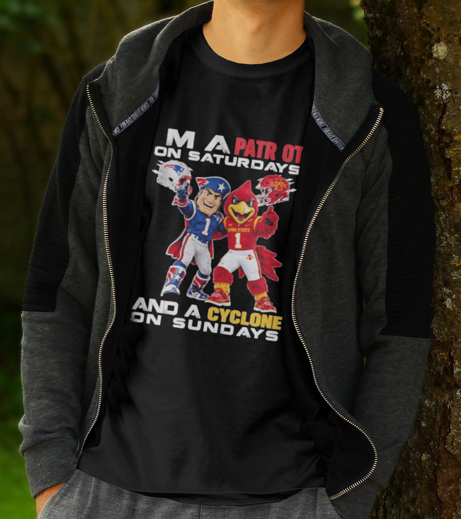 Patriot On Saturdays Cyclone On Sundays Iowa State Football Mascots T-Shirt