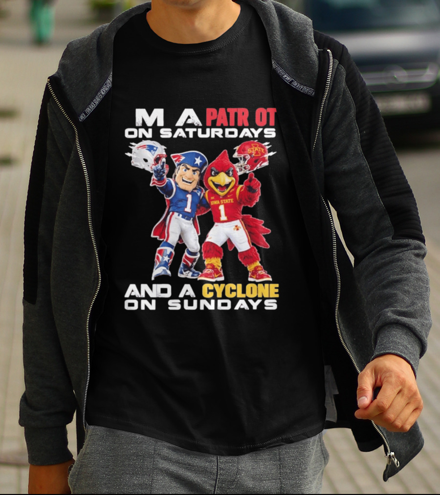 Patriot On Saturdays Cyclone On Sundays Iowa State Football Mascots T-Shirt