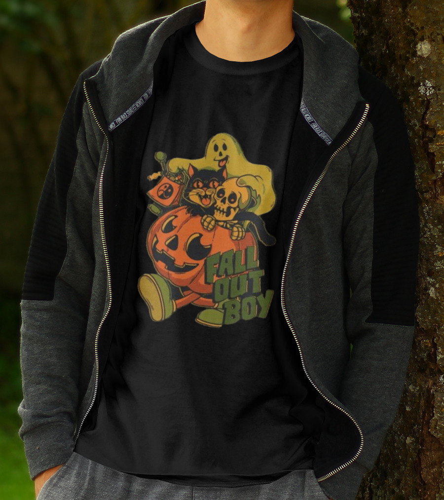 Fall Out Boy Halloween Cat Ghost Pumpkin Skull T-Shirt