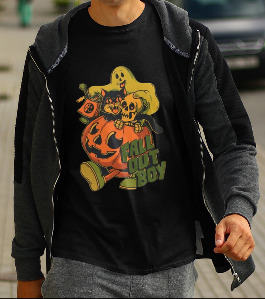 Fall Out Boy Halloween Cat Ghost Pumpkin Skull T-Shirt