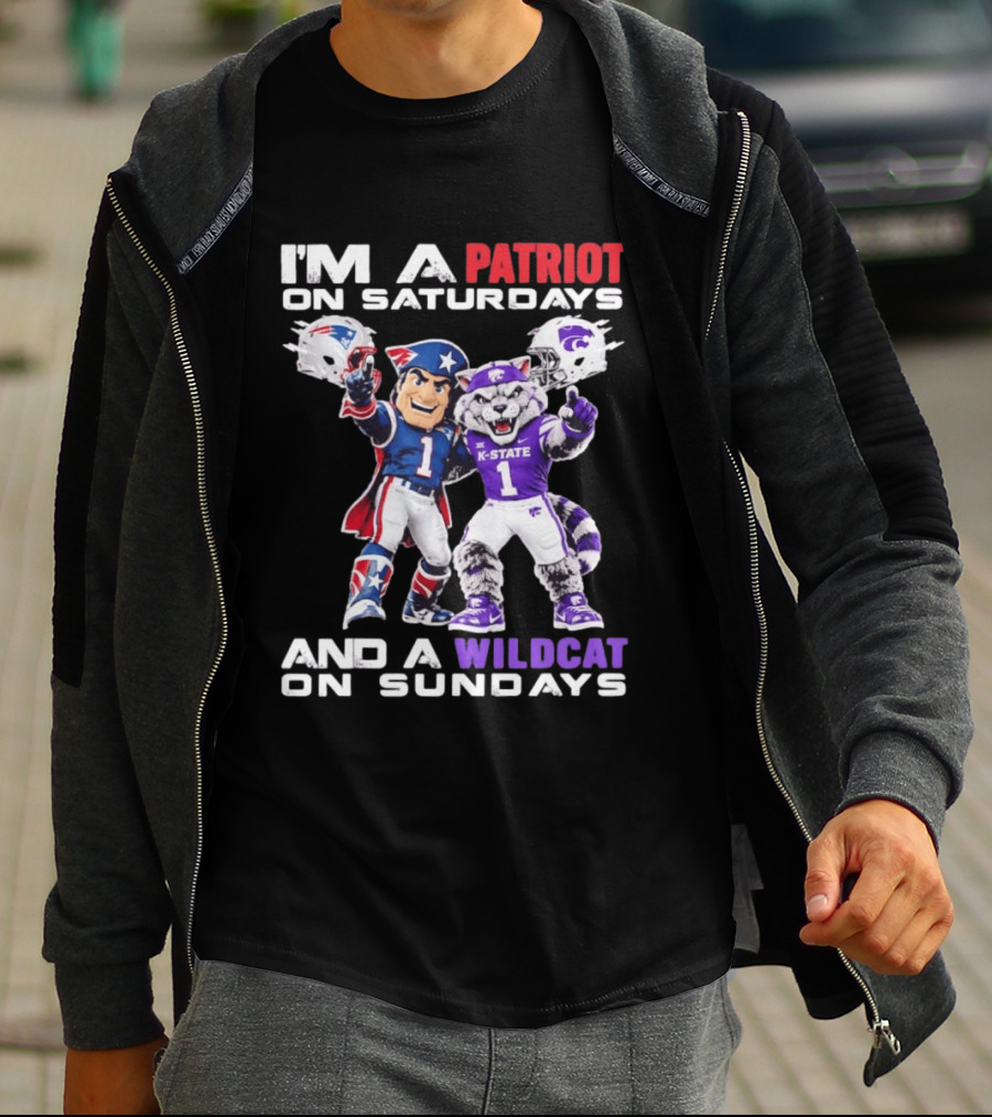 I'm A Patriot On Saturdays And A Wildcat On Sundays K State Football Patriots Wildcat Mascots T-Shirt