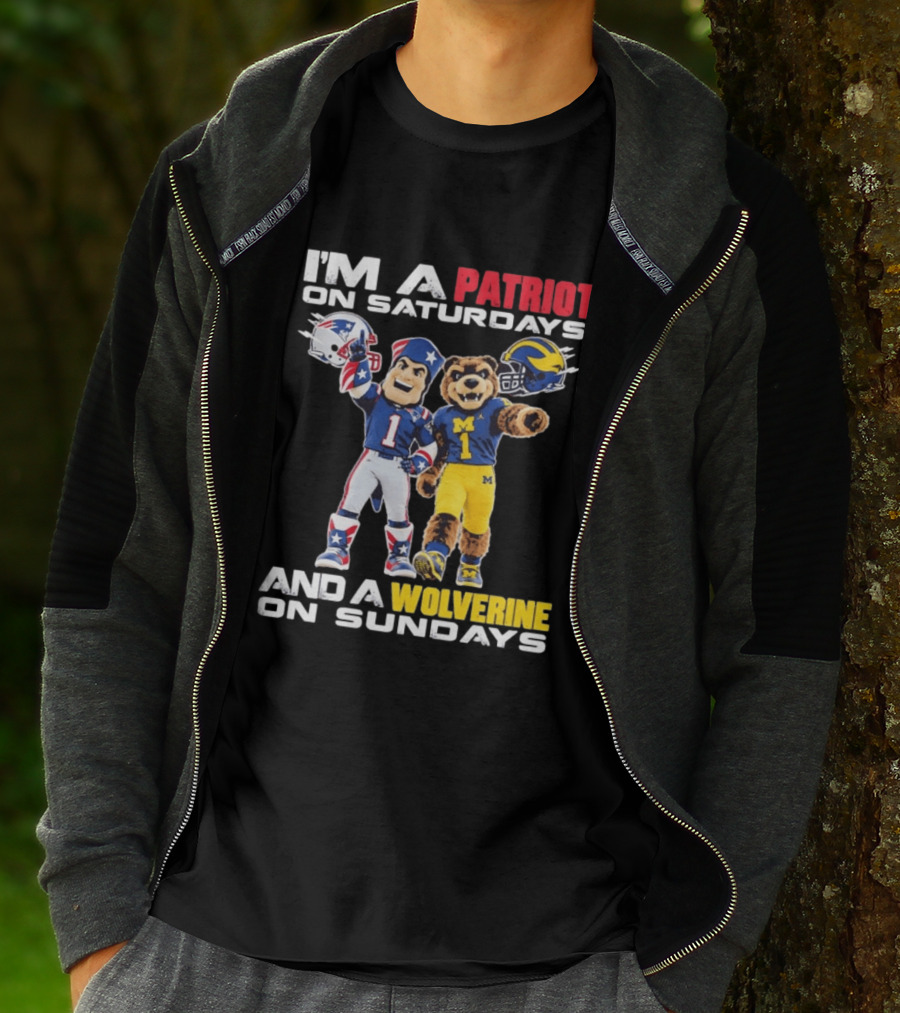 Patriot And Wolverine Football Mascots Saturdays Sundays T-Shirt