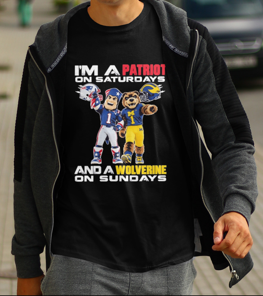 Patriot And Wolverine Football Mascots Saturdays Sundays T-Shirt
