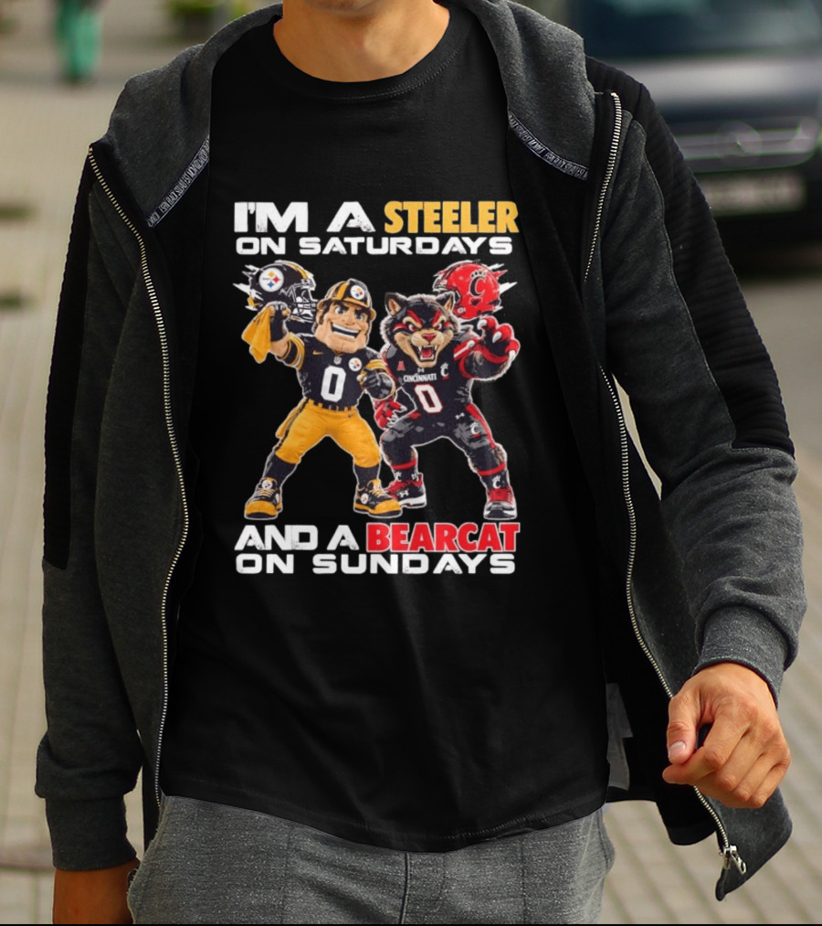 I'm A Steeler On Saturdays And A Bearcat On Sundays Cincinnati Football Fan T-Shirt