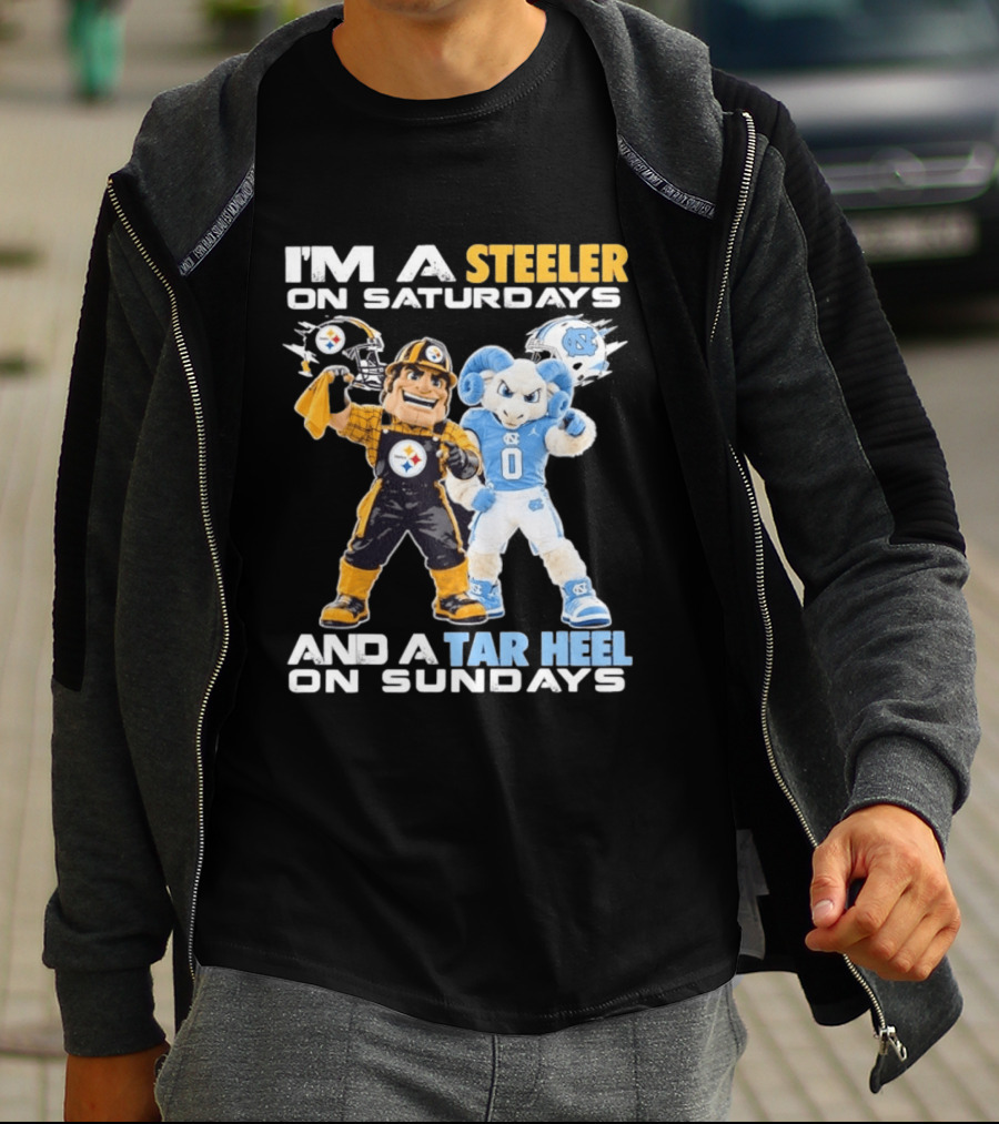 I'm A Steeler On Saturdays And A Tar Heel On Sundays With Mascots T-Shirt