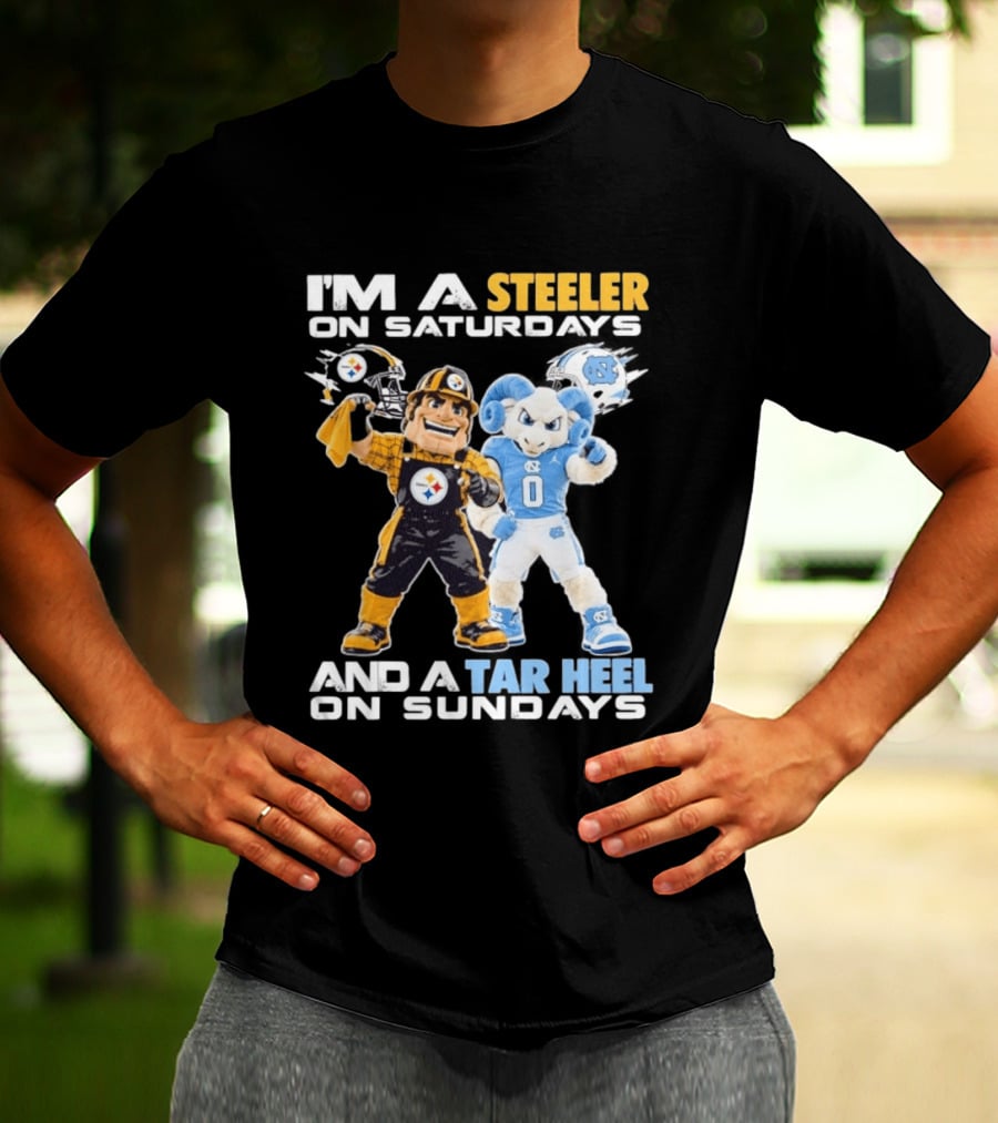 I'm A Steeler On Saturdays And A Tar Heel On Sundays With Mascots T-Shirt