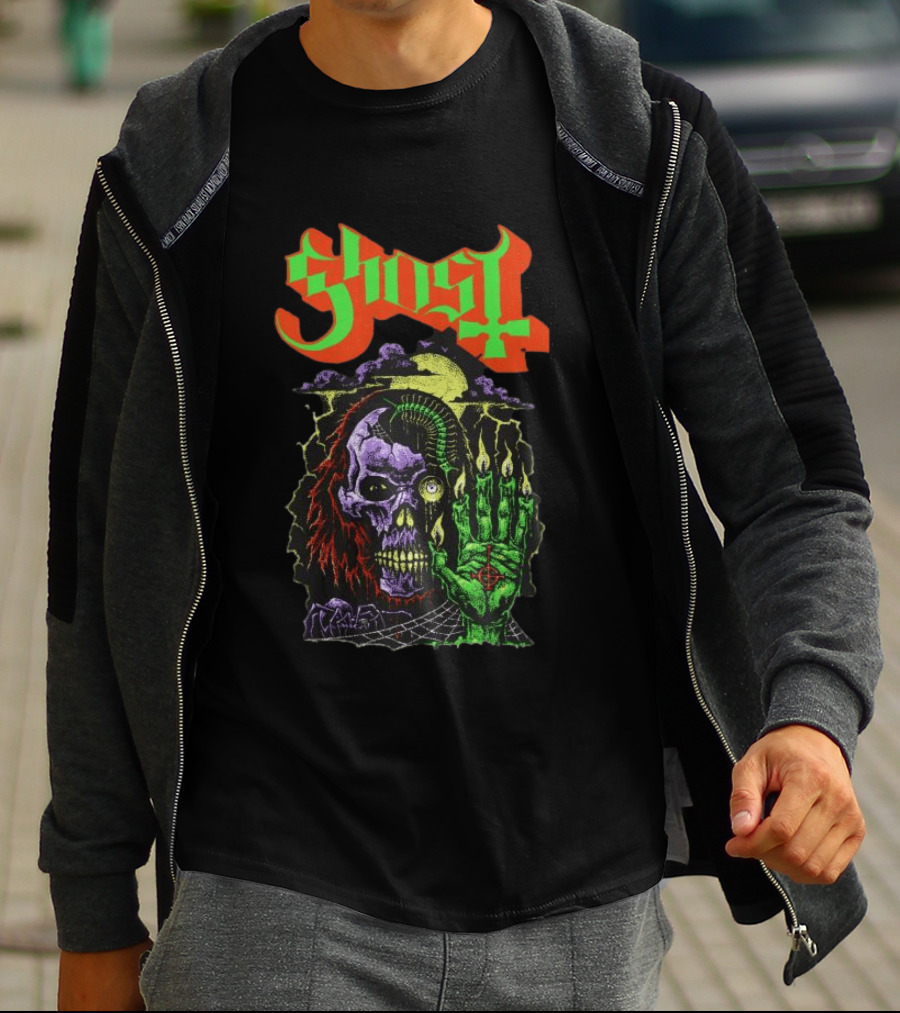 Ghost Store Necromancy Skull Candle Hand T-Shirt