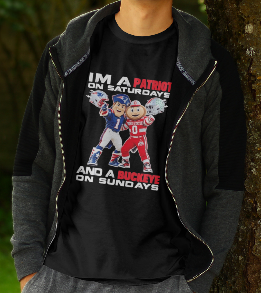 I'm A Patriot On Saturdays And A Buckeye On Sundays Football Mascots T-Shirt