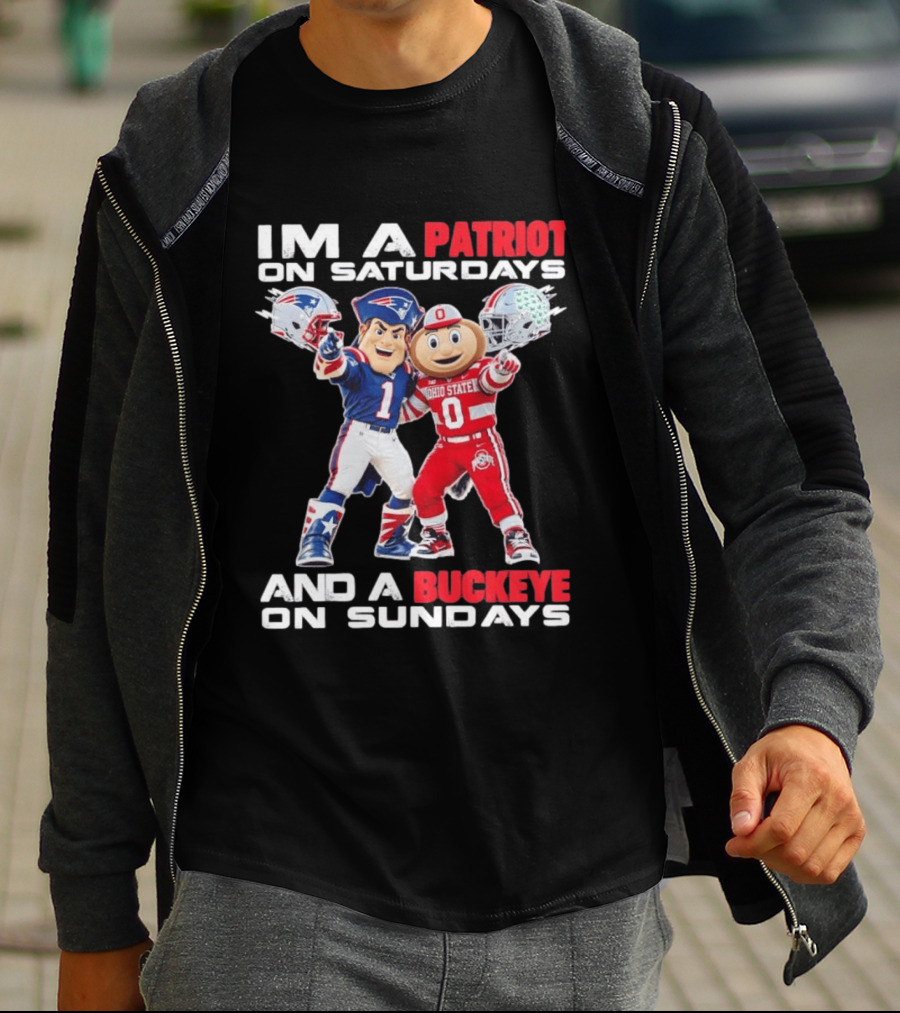 I'm A Patriot On Saturdays And A Buckeye On Sundays Football Mascots T-Shirt