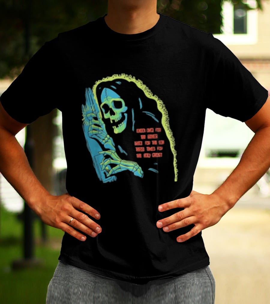 Knock Once For The Father Twice For The Son Three Times For The Holy Ghost Skeleton Grim Reaper T-Shirt