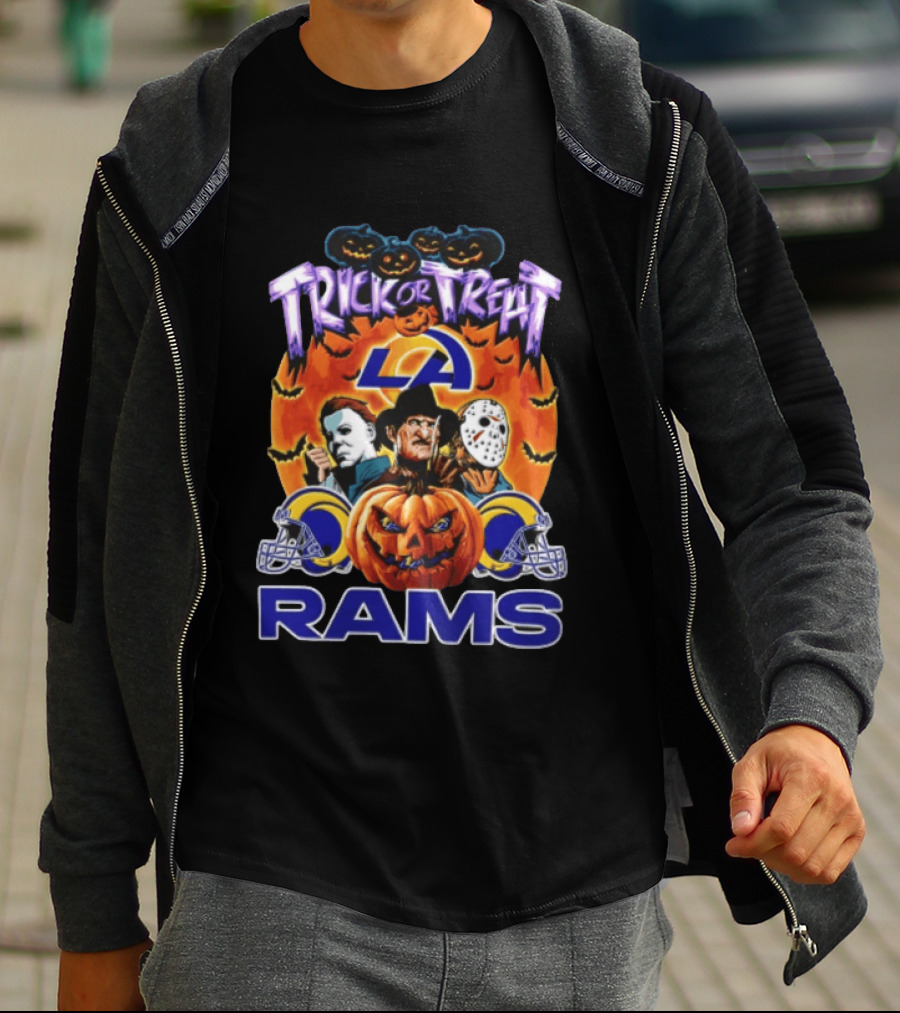 Los Angeles Rams Halloween Trick Or Treat Horror Pumpkin Football T-Shirt