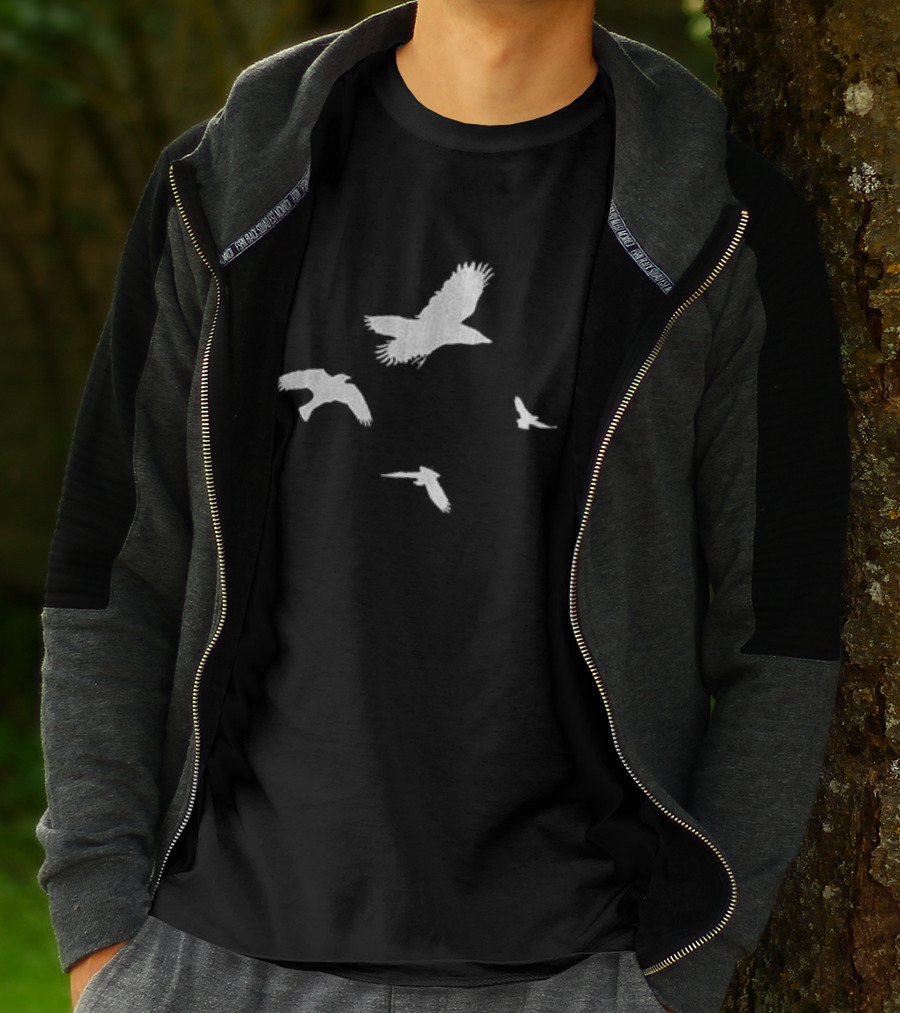 Shinedown Store Black Trucker Birds White Bird T-Shirt