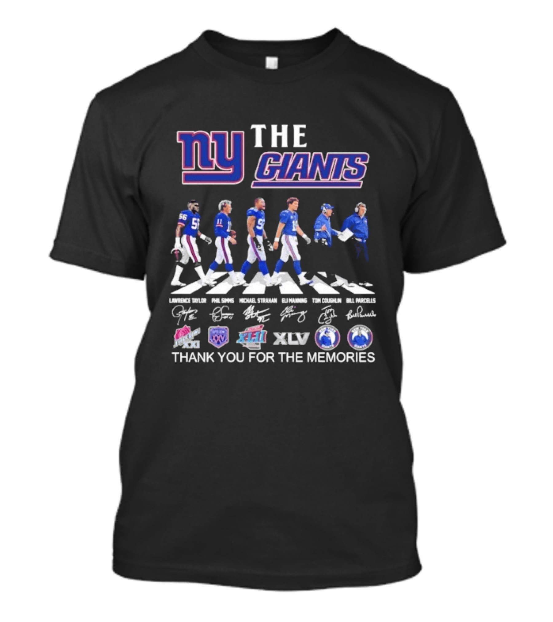 The New York Giants Thank You For The Memories Road Abbey Signatures T-Shirt