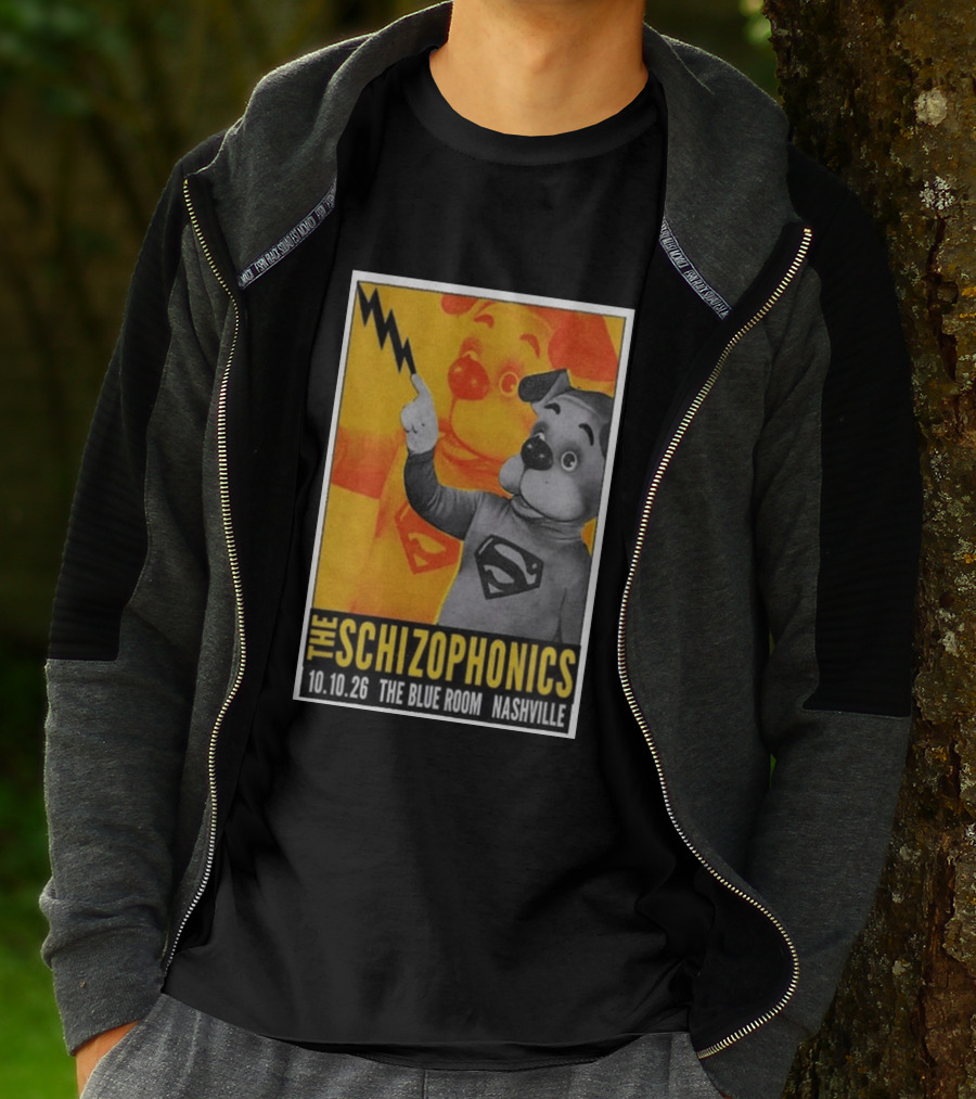 The Schizophonics The Blue Room Nashville 10.10.26 Concert Superman Dog Image T-Shirt