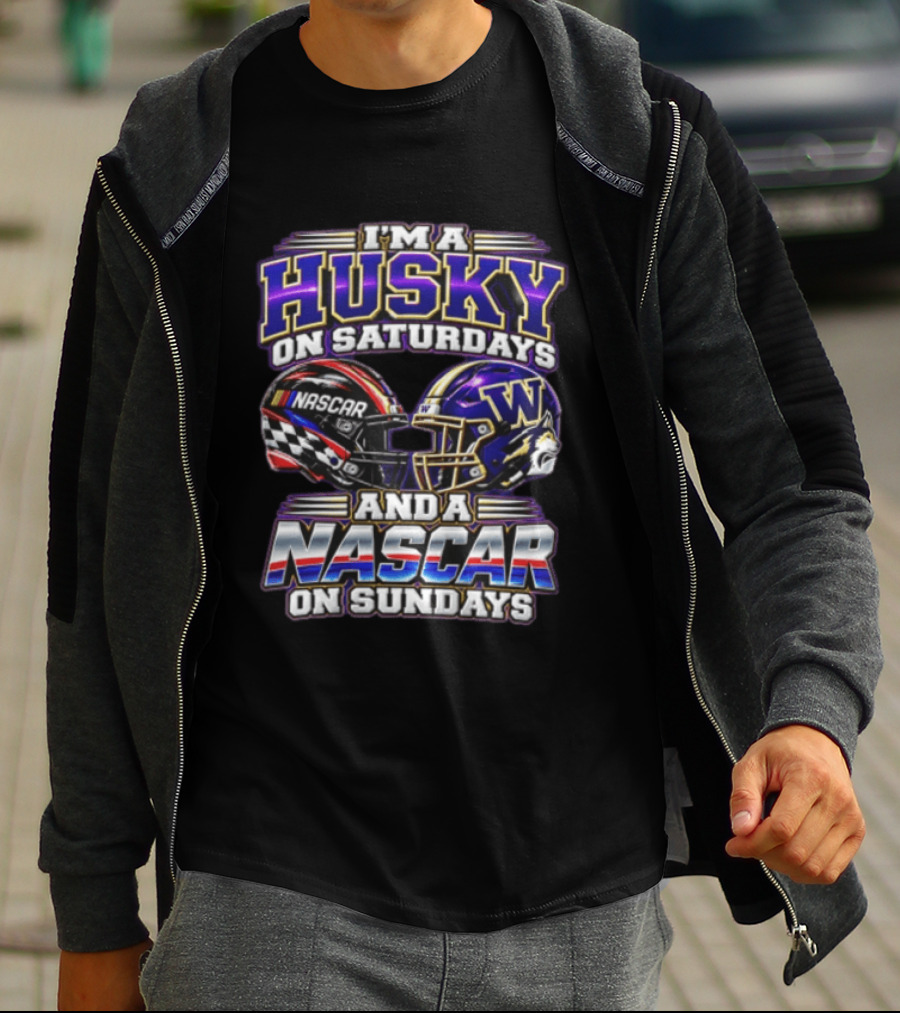 I'm A Husky On Saturdays And A NASCAR On Sundays Racing Helmet Combo T-Shirt