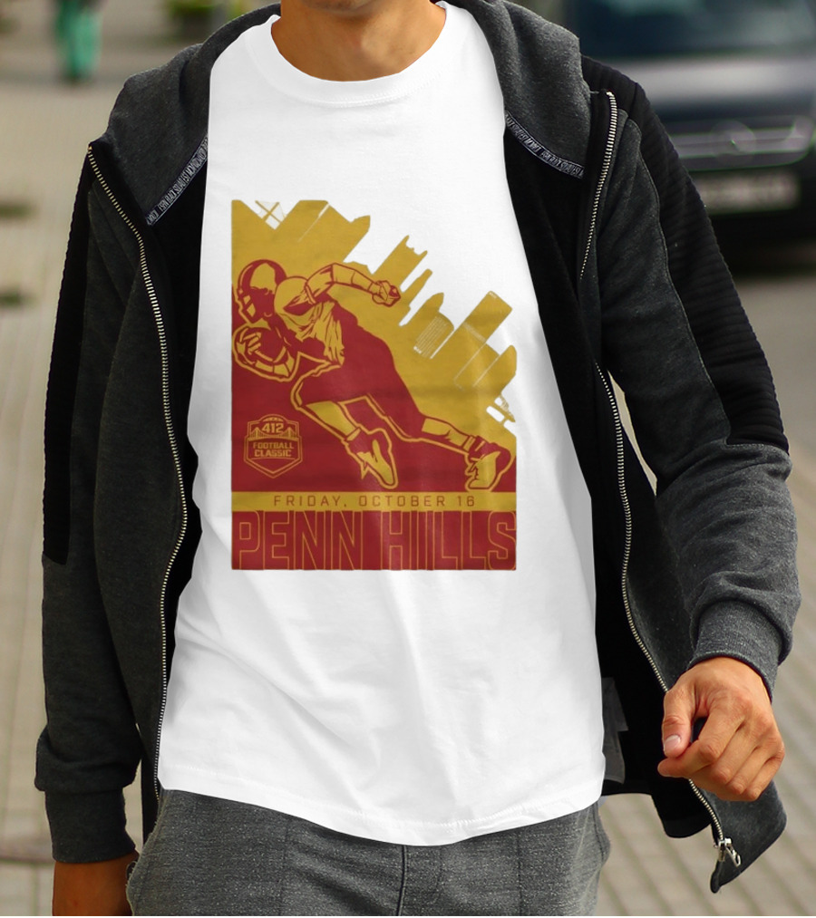 412 Football Classic Penn Hills Friday October 16 Football Player Image T-Shirt