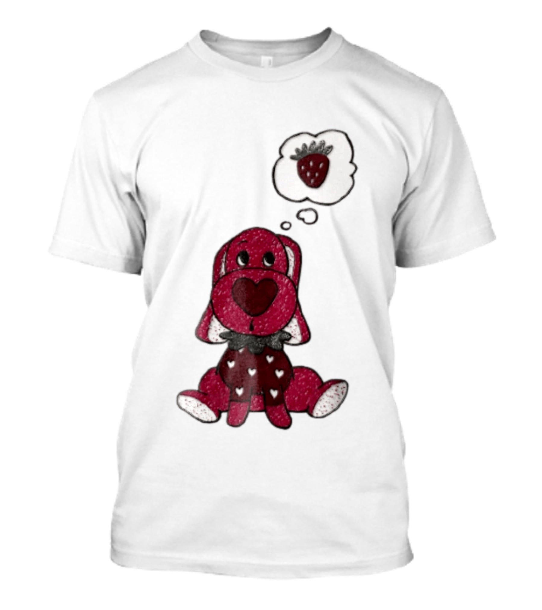 Dog With Strawberry Thought Bubble Costume Hearts T-Shirt