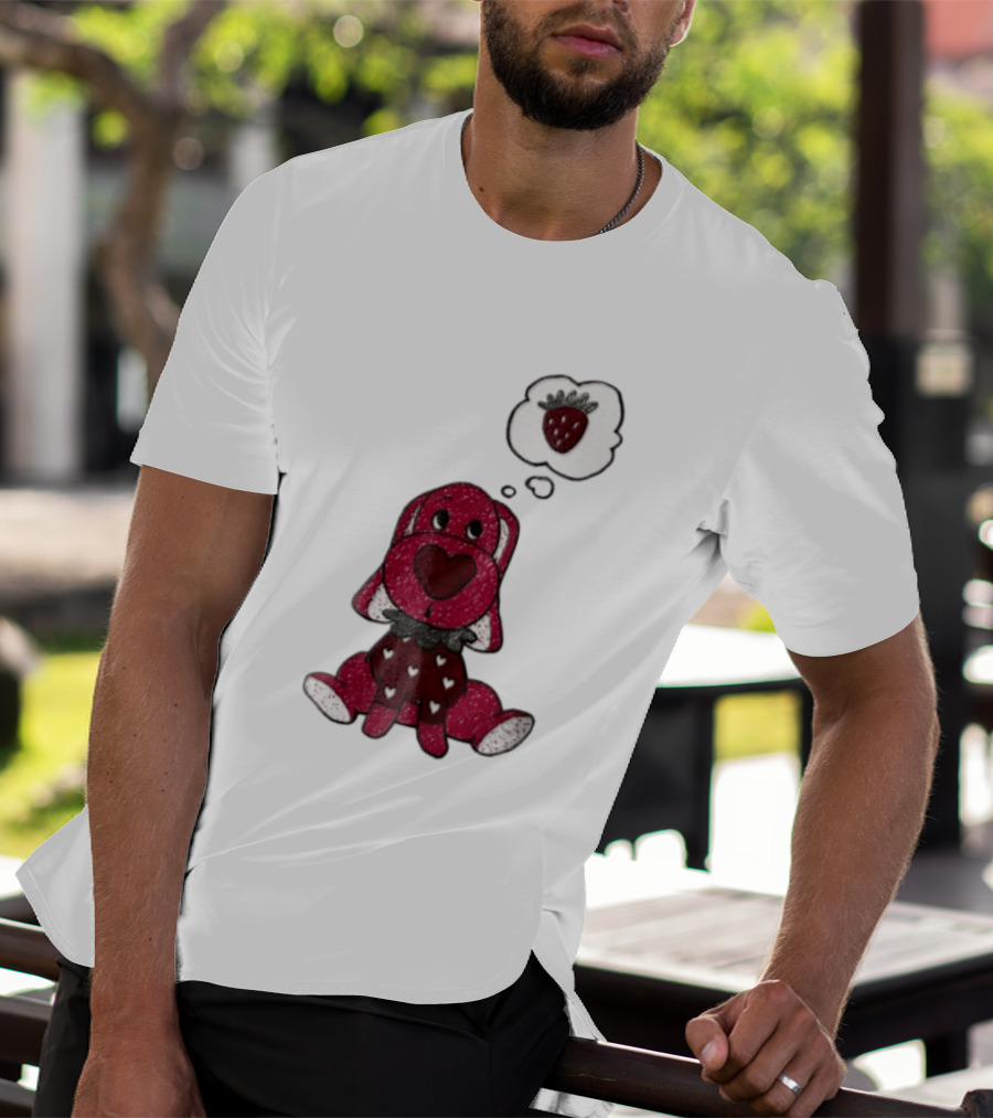 Dog With Strawberry Thought Bubble Costume Hearts T-Shirt