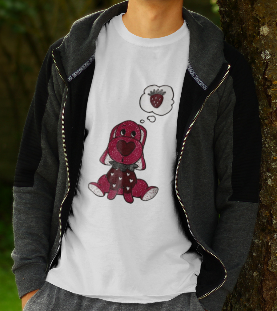 Dog With Strawberry Thought Bubble Costume Hearts T-Shirt