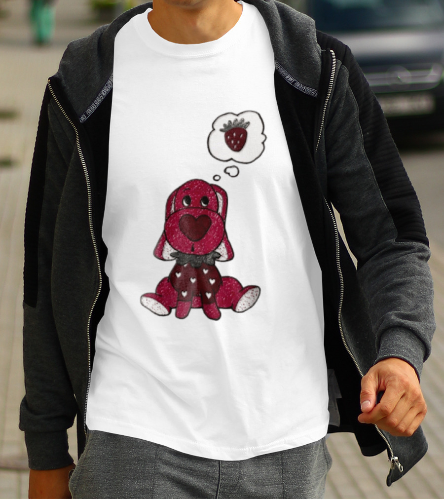 Dog With Strawberry Thought Bubble Costume Hearts T-Shirt