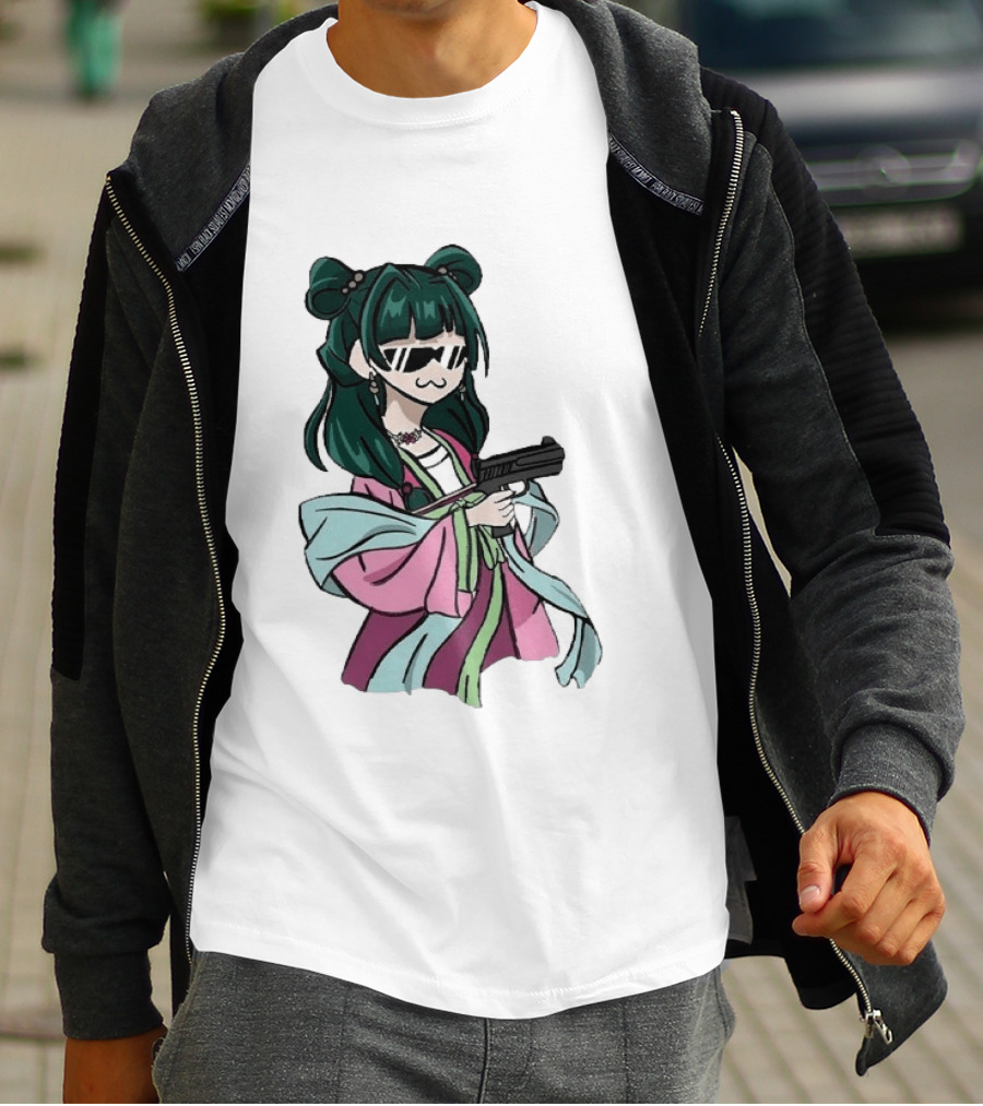 Mao Mao The Apothecary Diaries Anime Character With Gun And Sunglasses T-Shirt