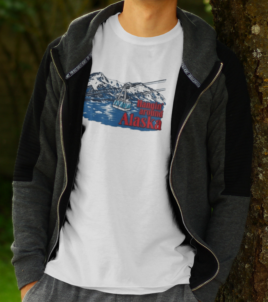 RJ Decker Aloysius Aiken Hangin Around Alaska Cable Car Mountain Scene T-Shirt