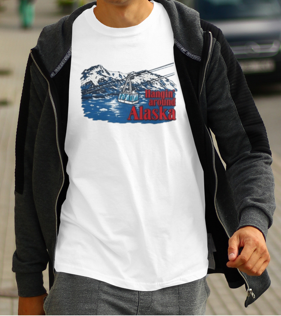 RJ Decker Aloysius Aiken Hangin Around Alaska Cable Car Mountain Scene T-Shirt