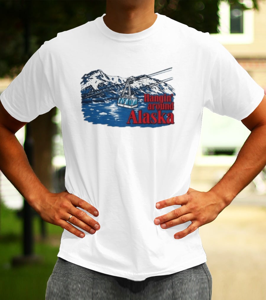 RJ Decker Aloysius Aiken Hangin Around Alaska Cable Car Mountain Scene T-Shirt