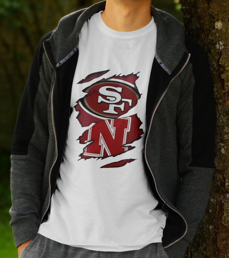 San Francisco 49ers SF And Nebraska Cornhuskers N Ripped T-Shirt