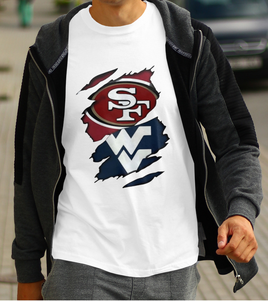 San Francisco 49ers West Virginia Mountaineers Ripped SF WV T-Shirt