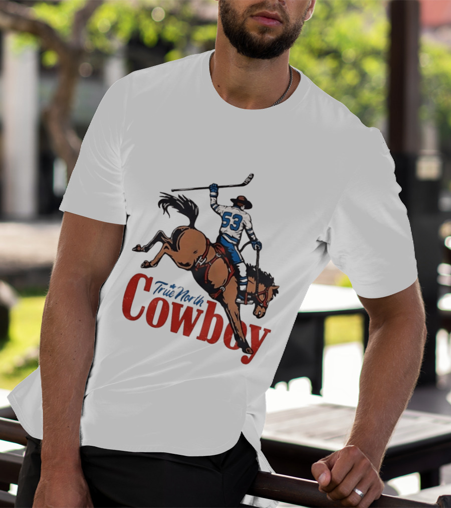 True North Cowboy Hockey Riding Bucking Bronco Number 53 T-Shirt