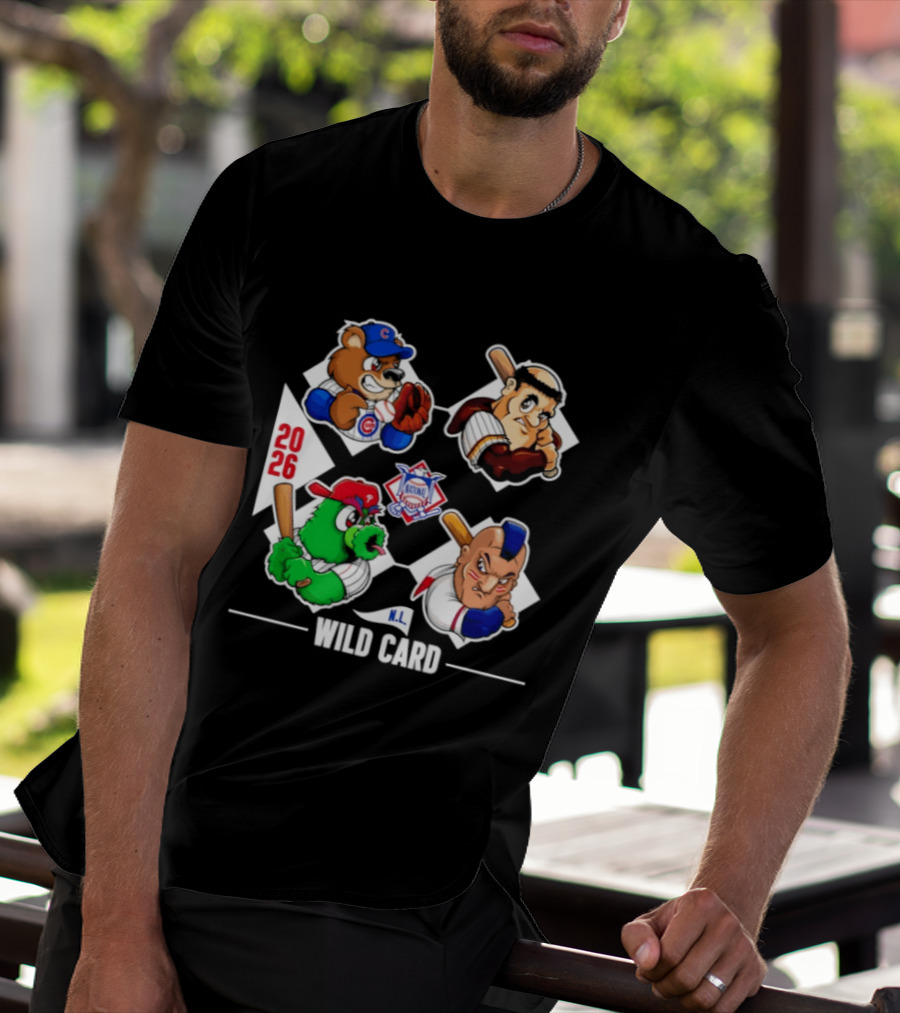 2026 National League Wild Card Cubs Baseball Cartoon Characters T-Shirt